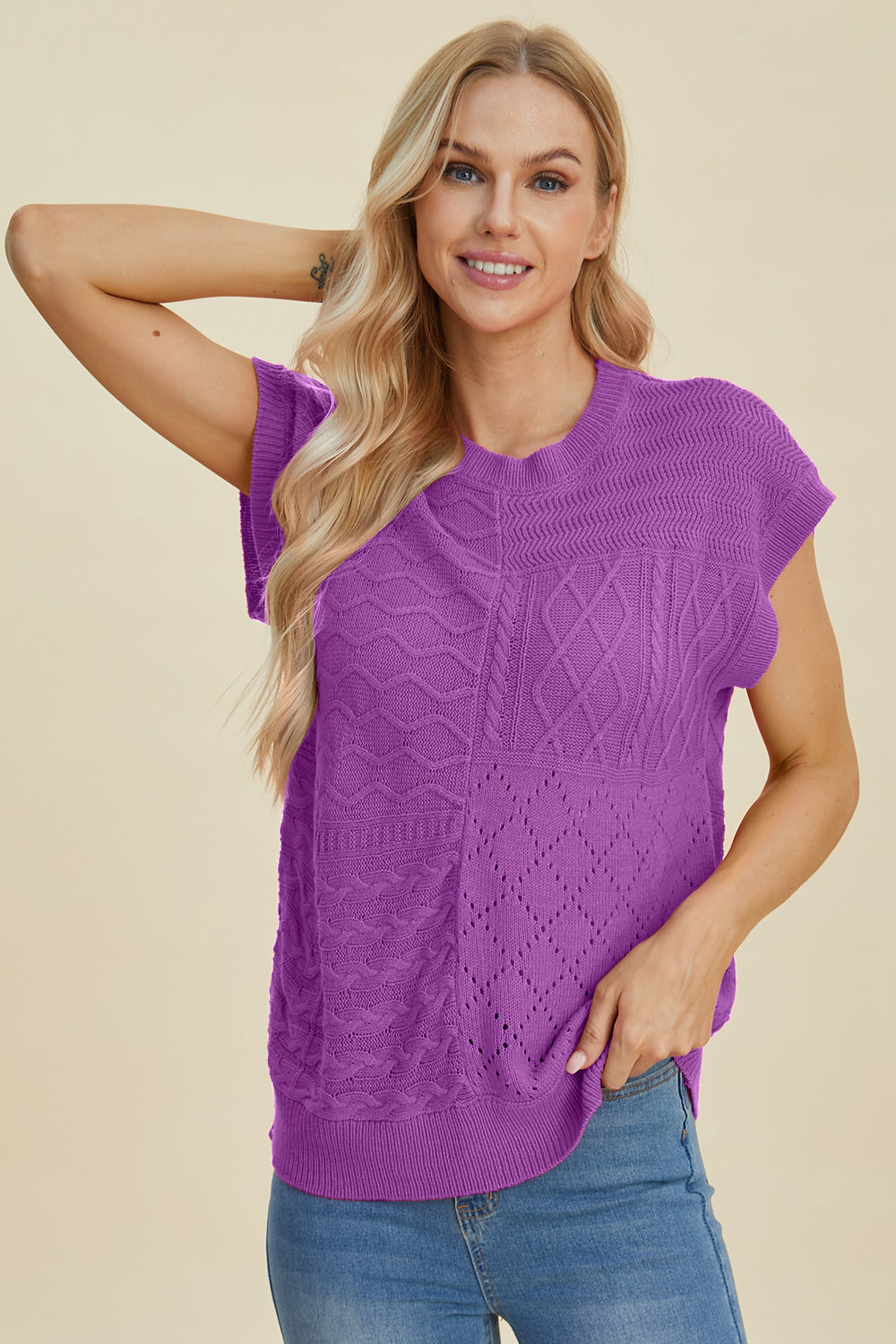PREORDER: Cable-Knit Cap Sleeve Sweater