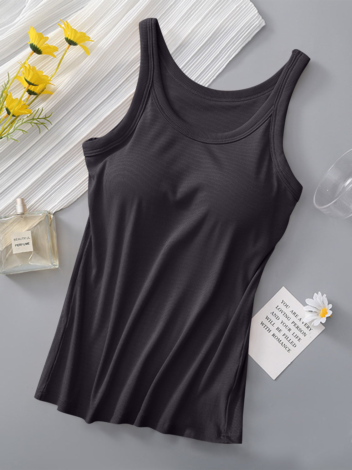 PREORDER: Ribbed Tank with Built-In Bra