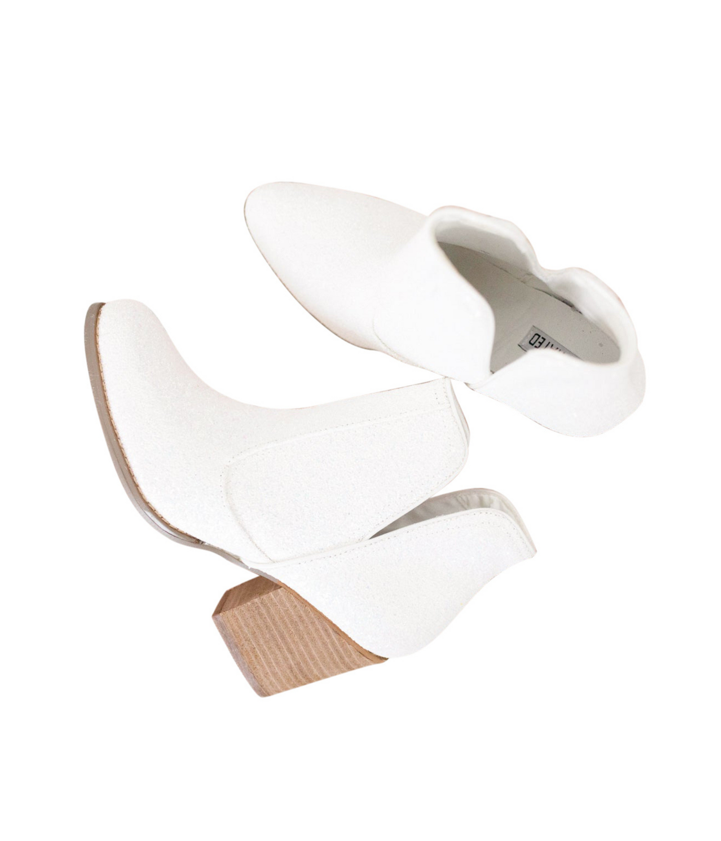 Fiera Booties in White Glitter