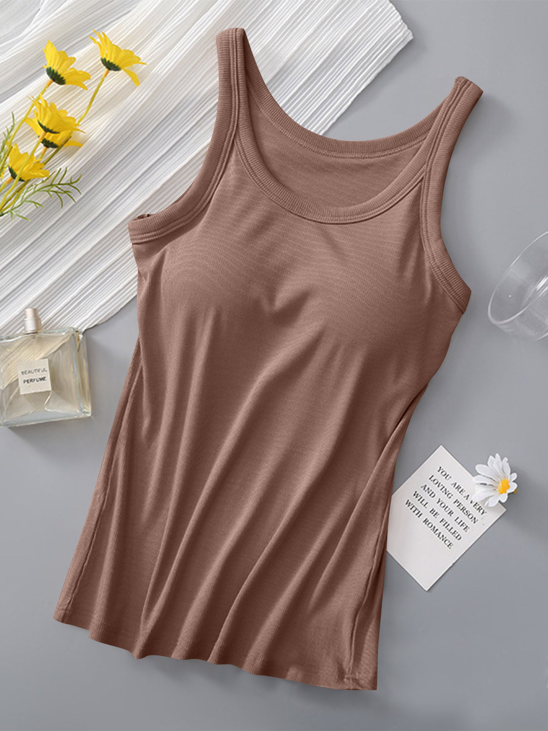 PREORDER: Ribbed Tank with Built-In Bra