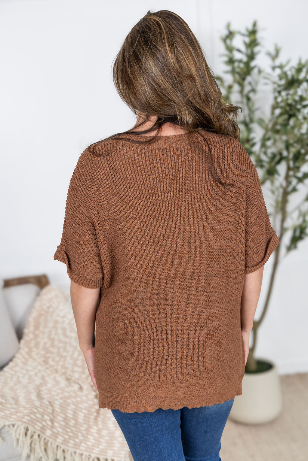 Annie Open Knit Top - Brown