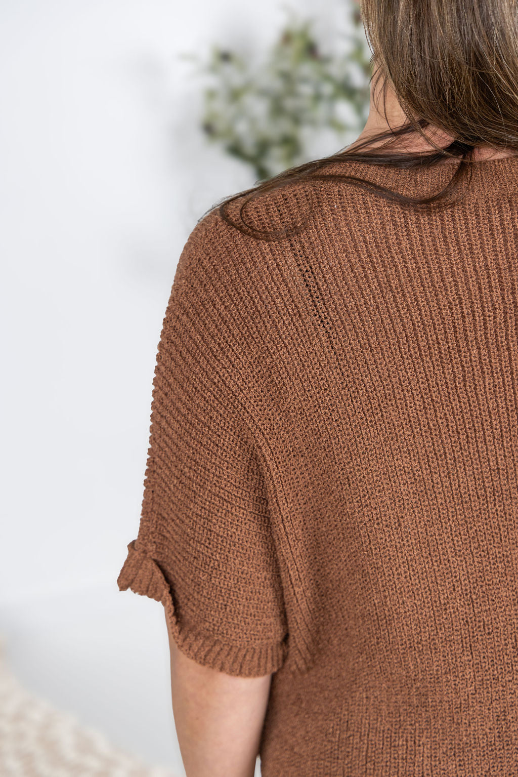 Annie Open Knit Top - Brown