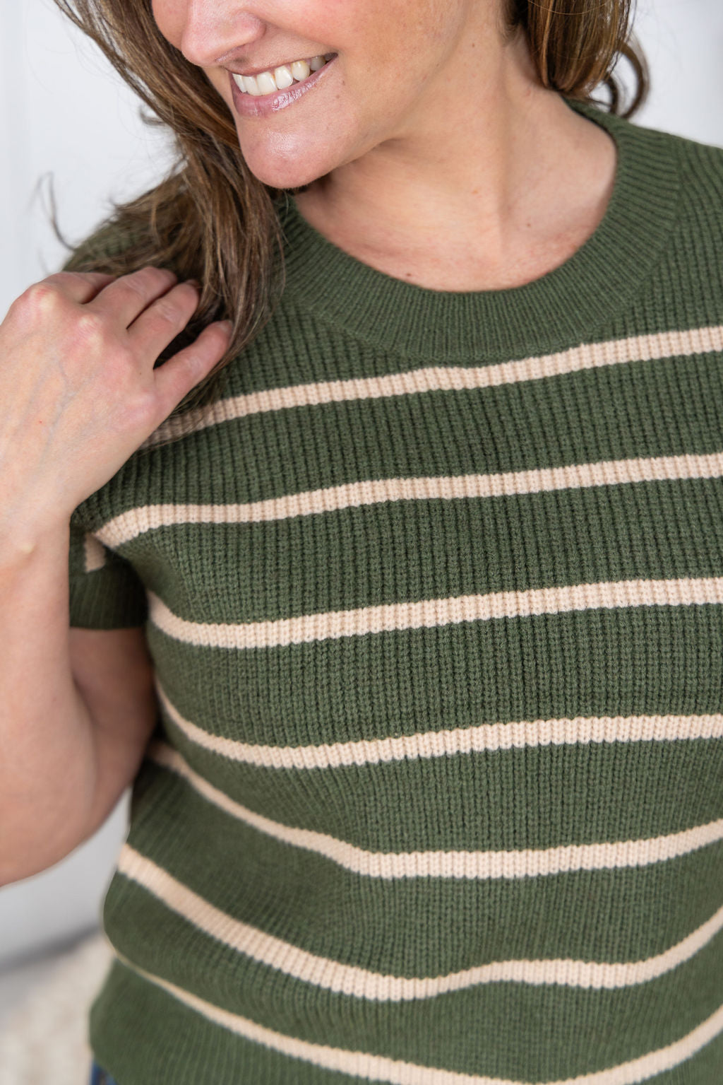 Striped Sweater Top - Olive