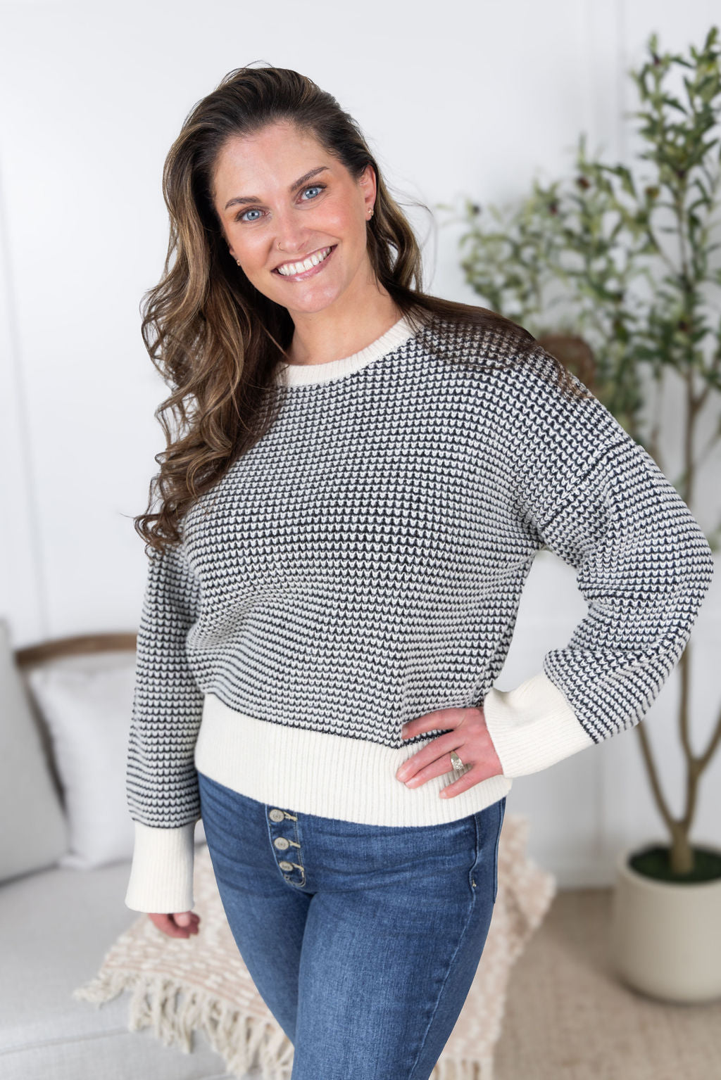 Charlotte Sweater, Black and Cream