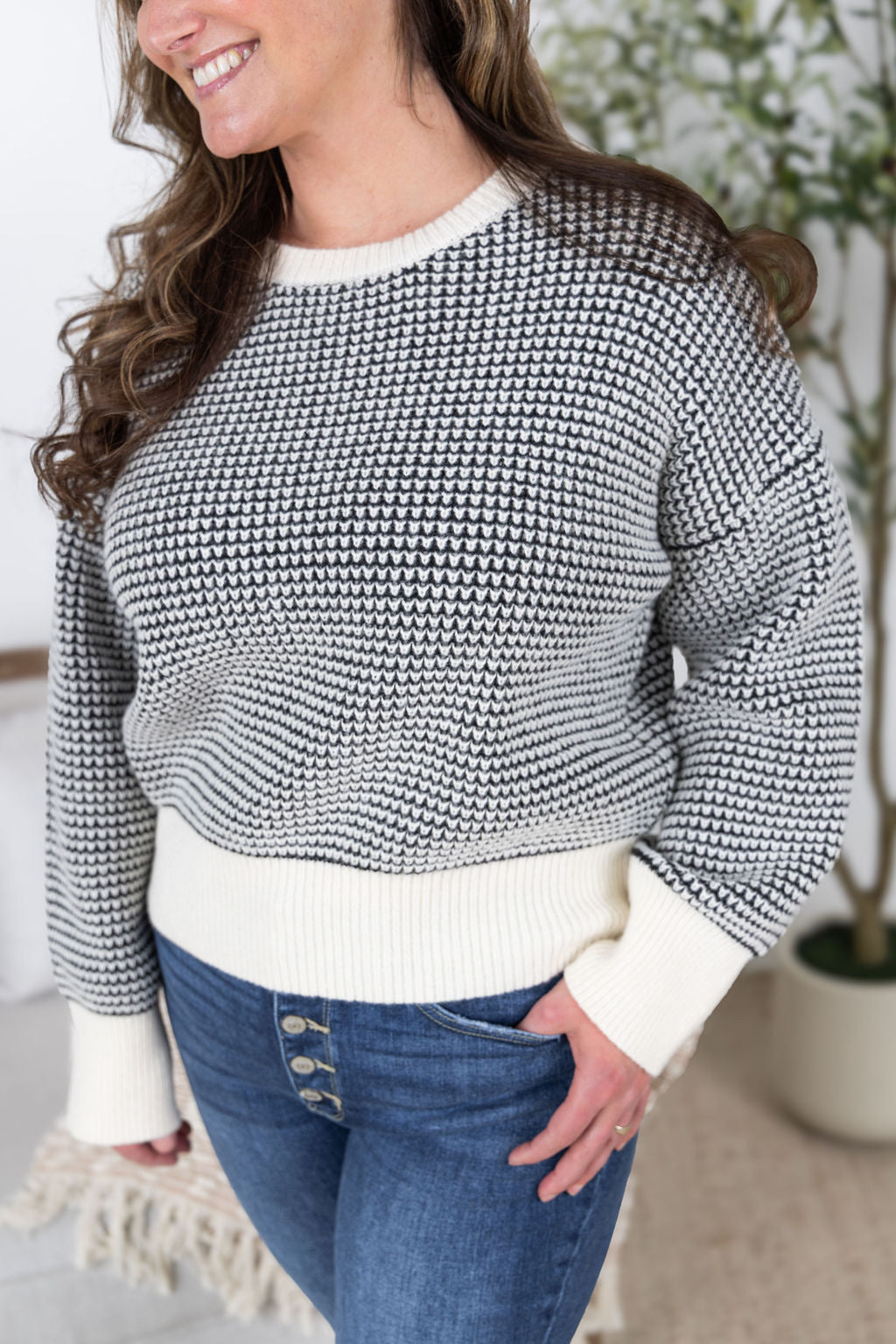 Charlotte Sweater, Black and Cream