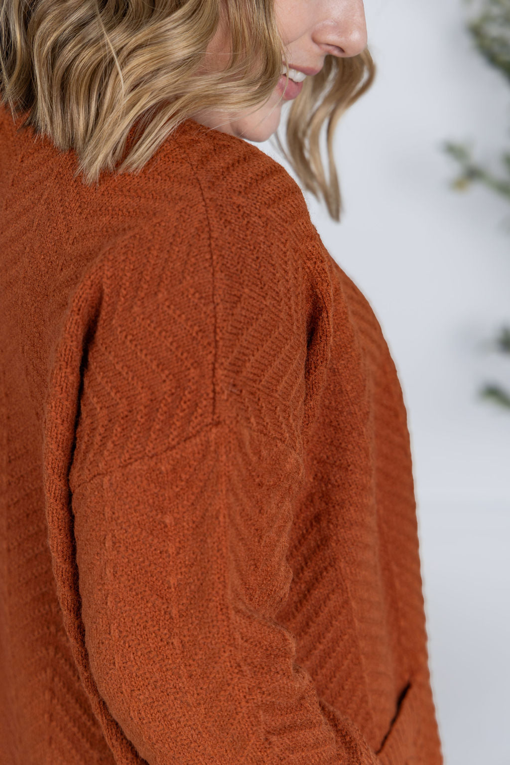 Billie Open Knit Cardigan - Rust