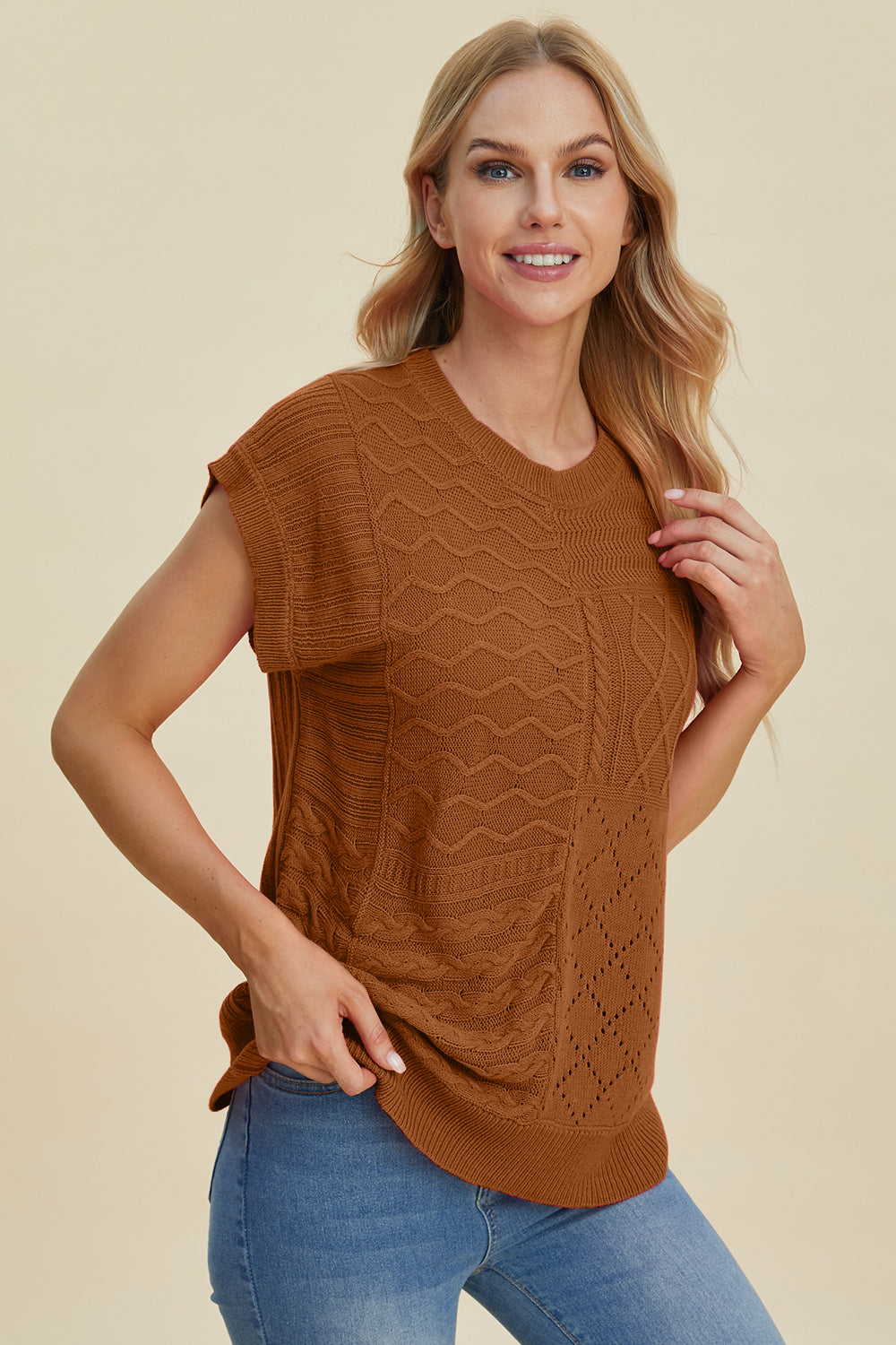 PREORDER: Cable-Knit Cap Sleeve Sweater