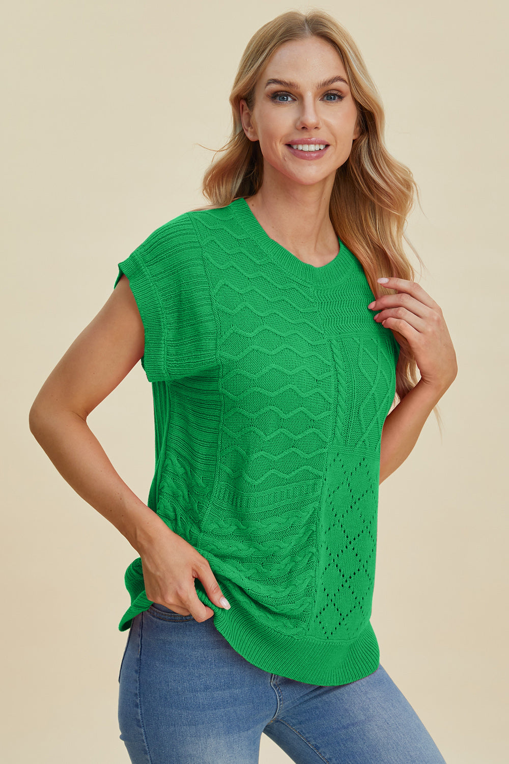 PREORDER: Cable-Knit Cap Sleeve Sweater