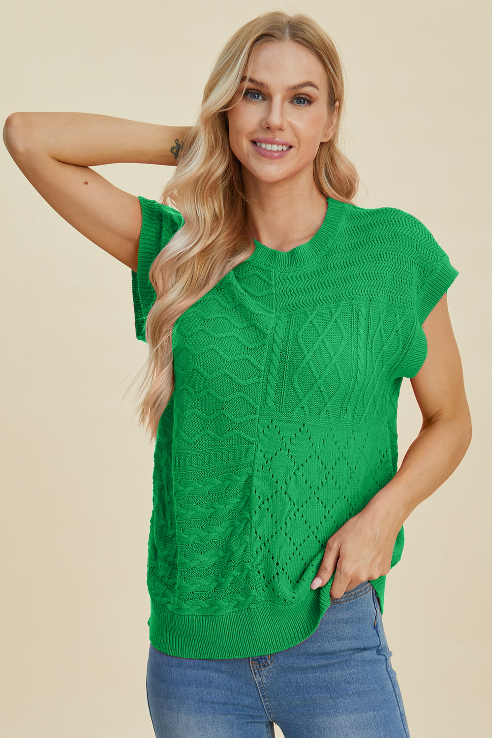 PREORDER: Cable-Knit Cap Sleeve Sweater