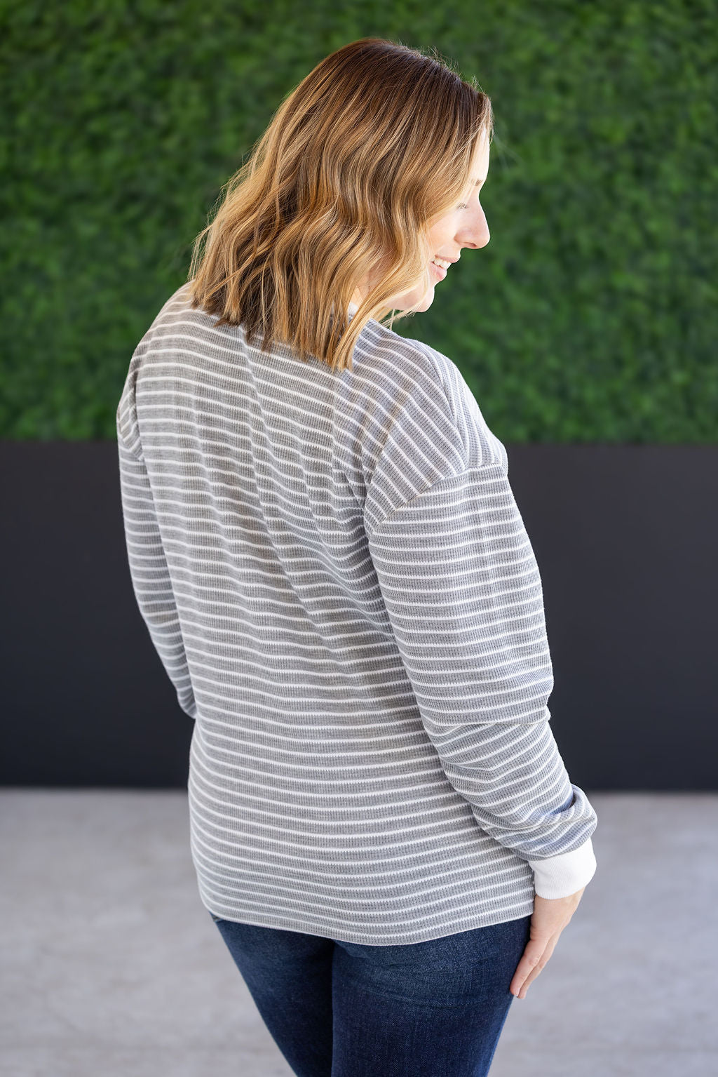 Striped Thermal Top - Grey