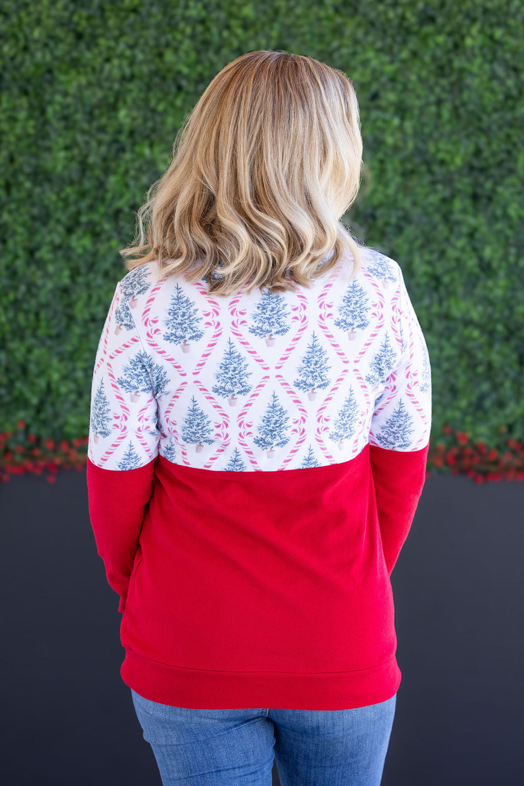 Natalie Pullover -Candy Cane Lane and Red