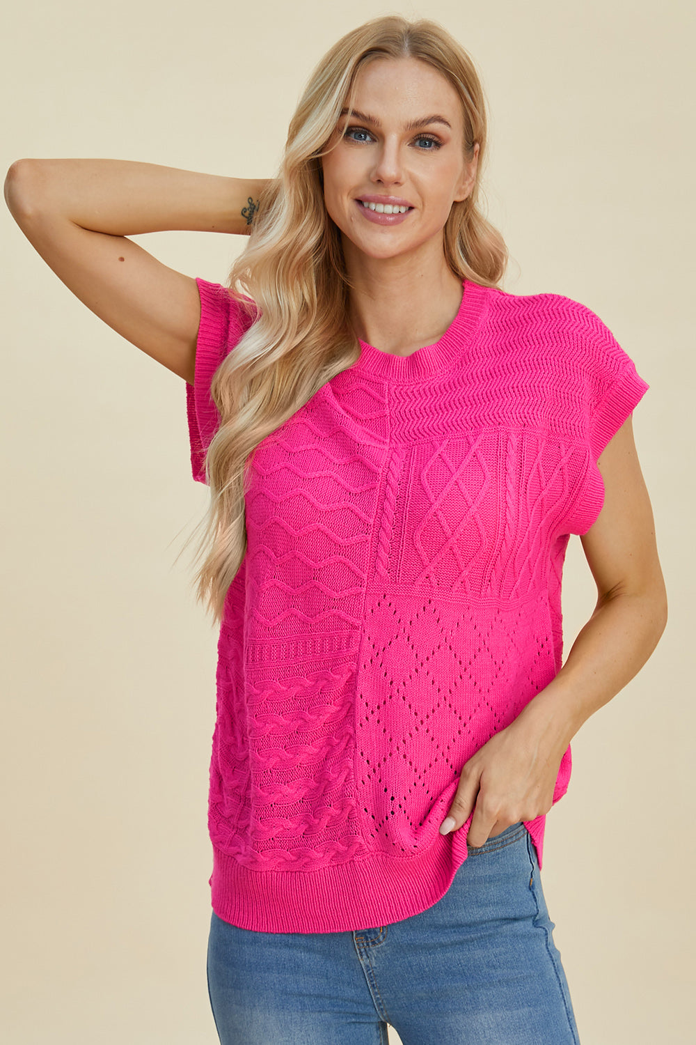 PREORDER: Cable-Knit Cap Sleeve Sweater