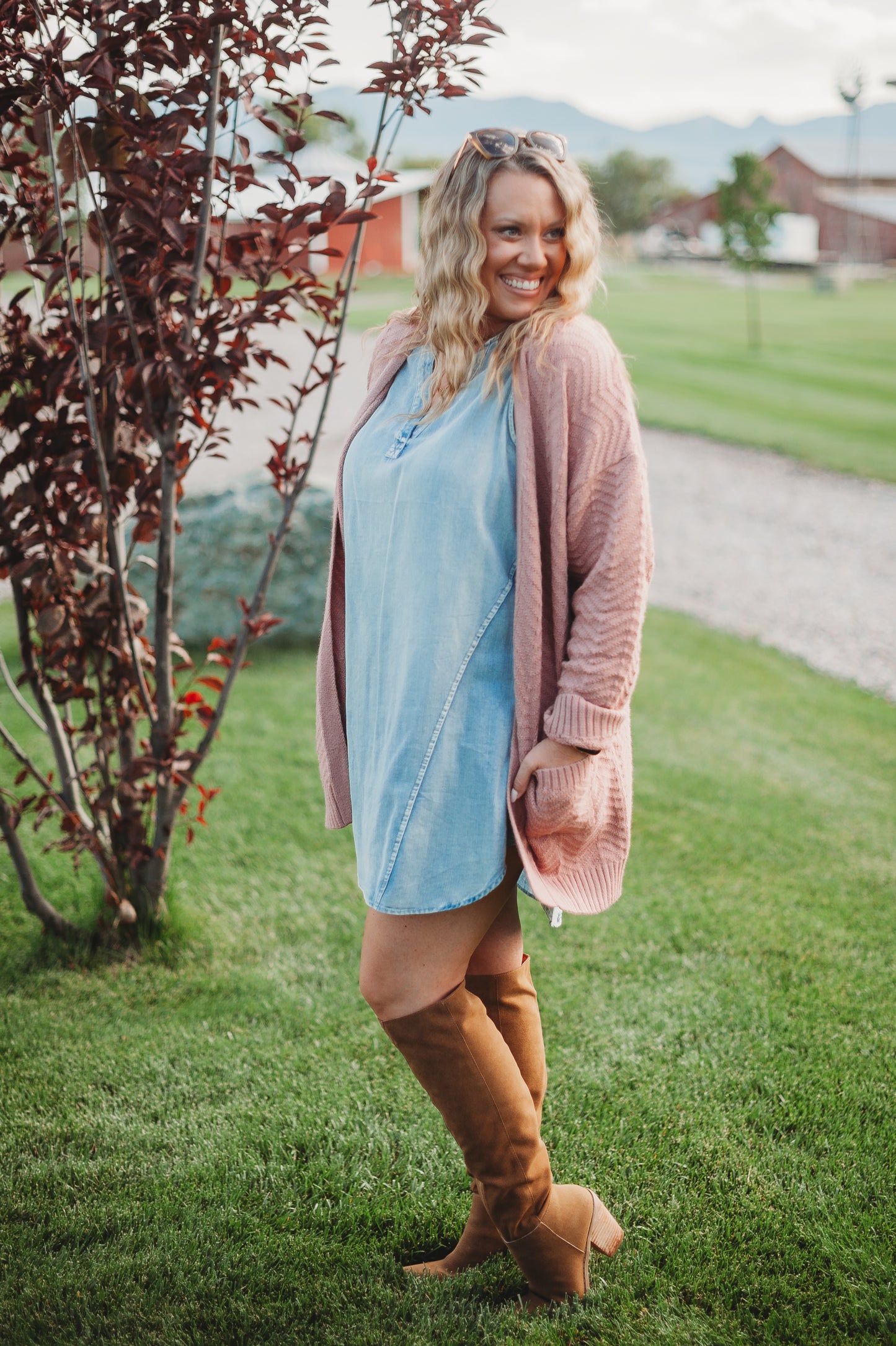 Billie Open Knit Cardigan - Dusty Rose