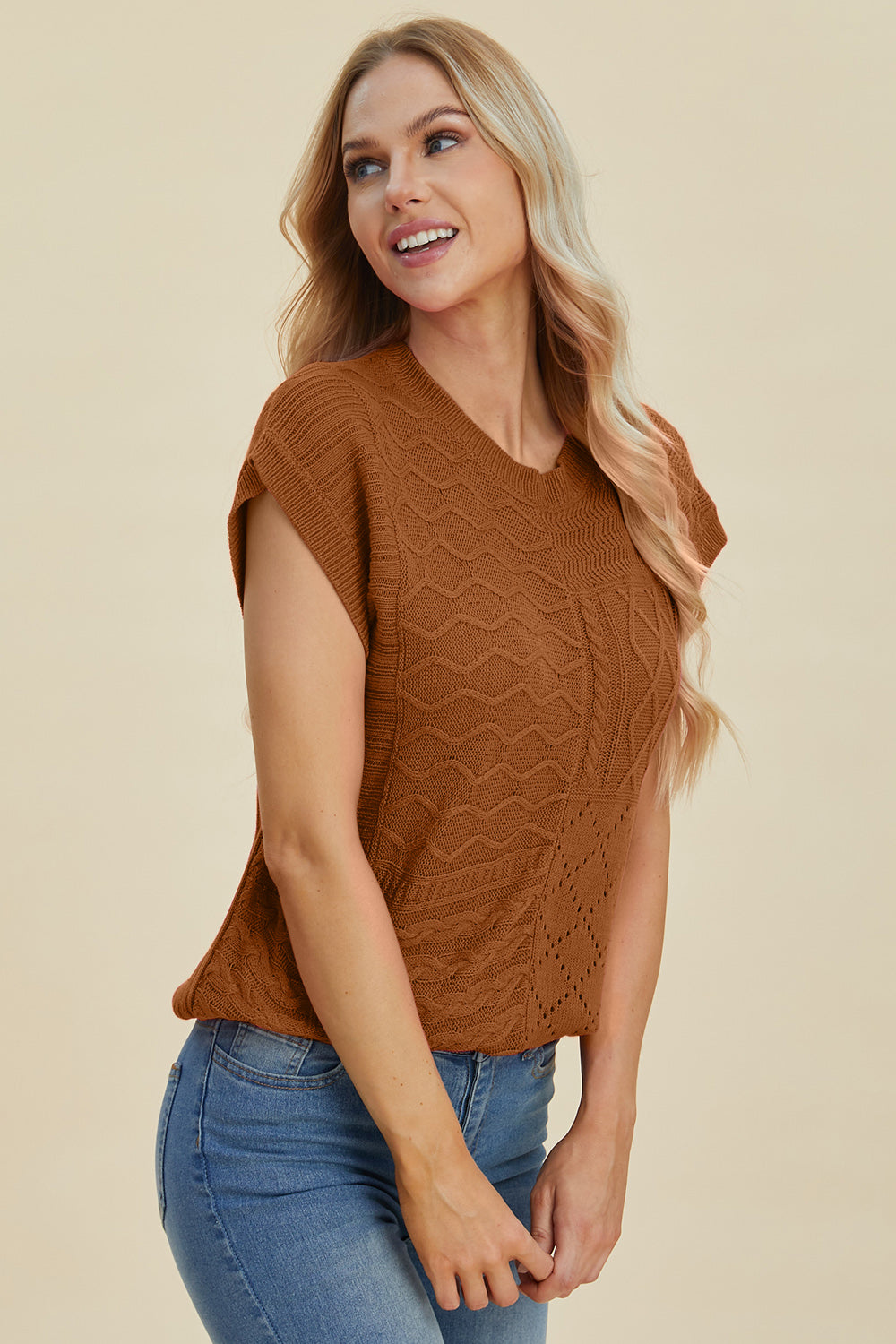 PREORDER: Cable-Knit Cap Sleeve Sweater