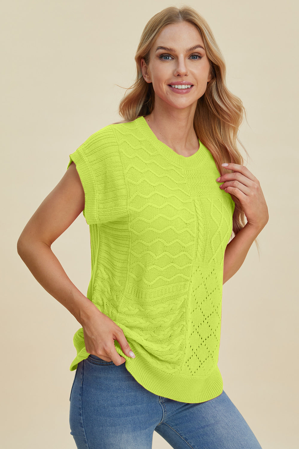 PREORDER: Cable-Knit Cap Sleeve Sweater