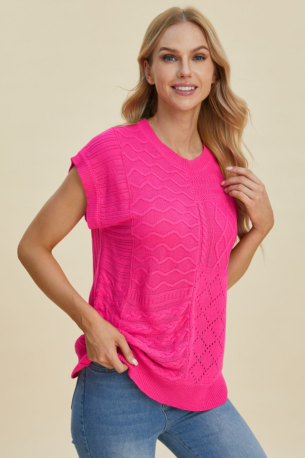 PREORDER: Cable-Knit Cap Sleeve Sweater