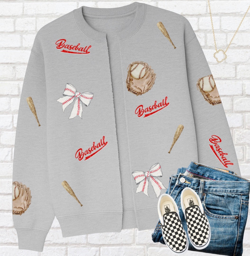 Baseball All Over Sweatshirt Cardigan Preorder