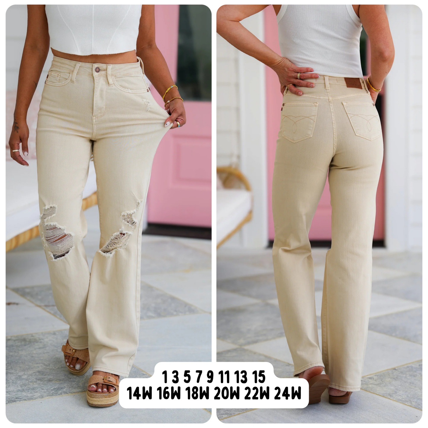 Judy Blue High Waist Distressed Wide Leg Jeans, 31 Inseam