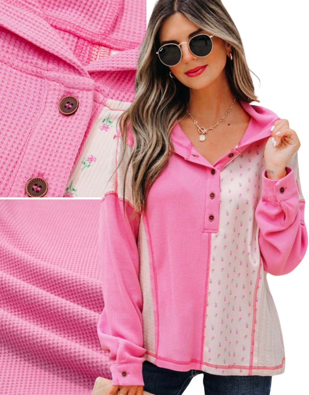 PREORDER: Pink Petals Waffle Hoodie