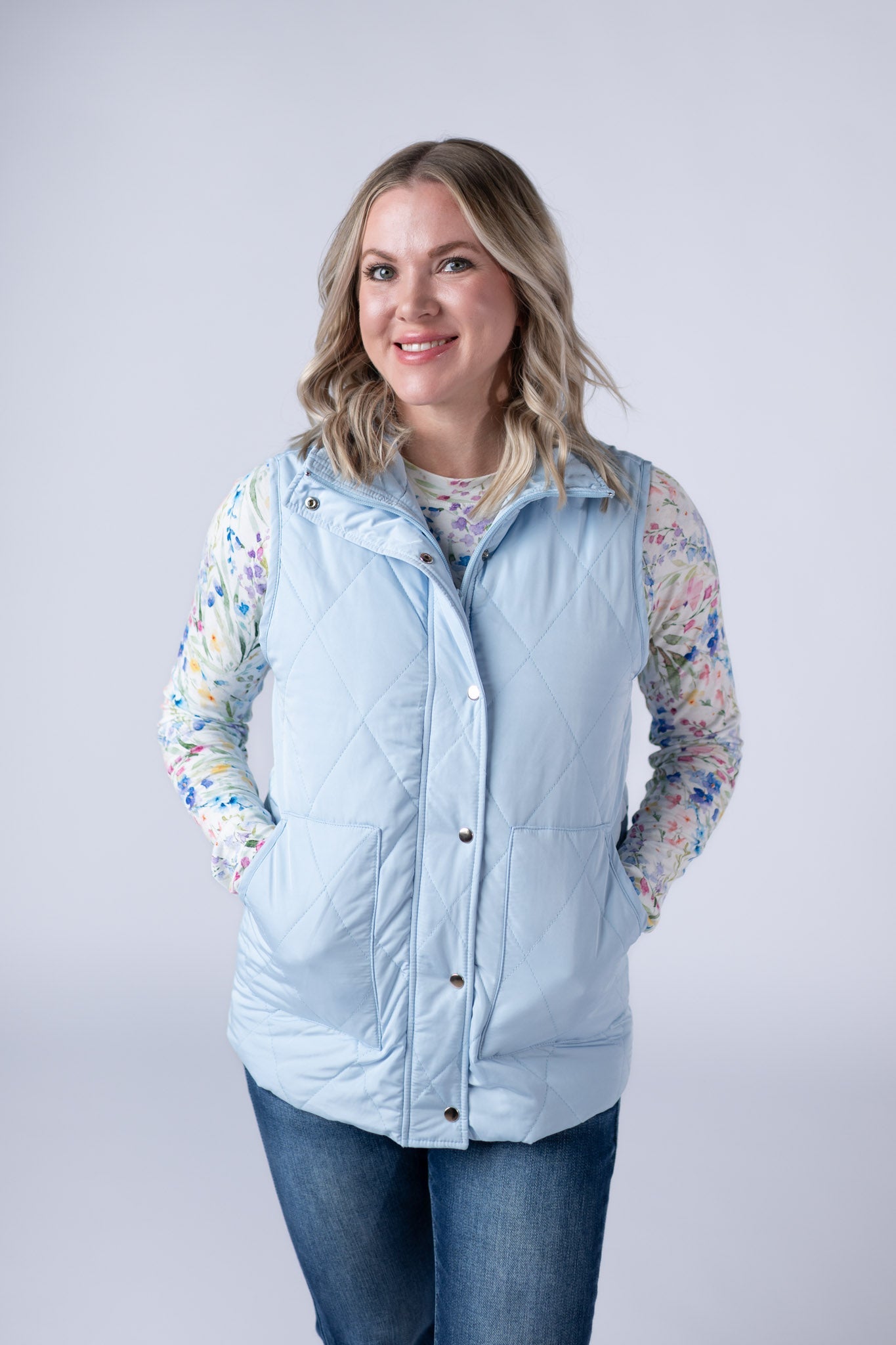 Remy Zip Up Vest - Sky Blue