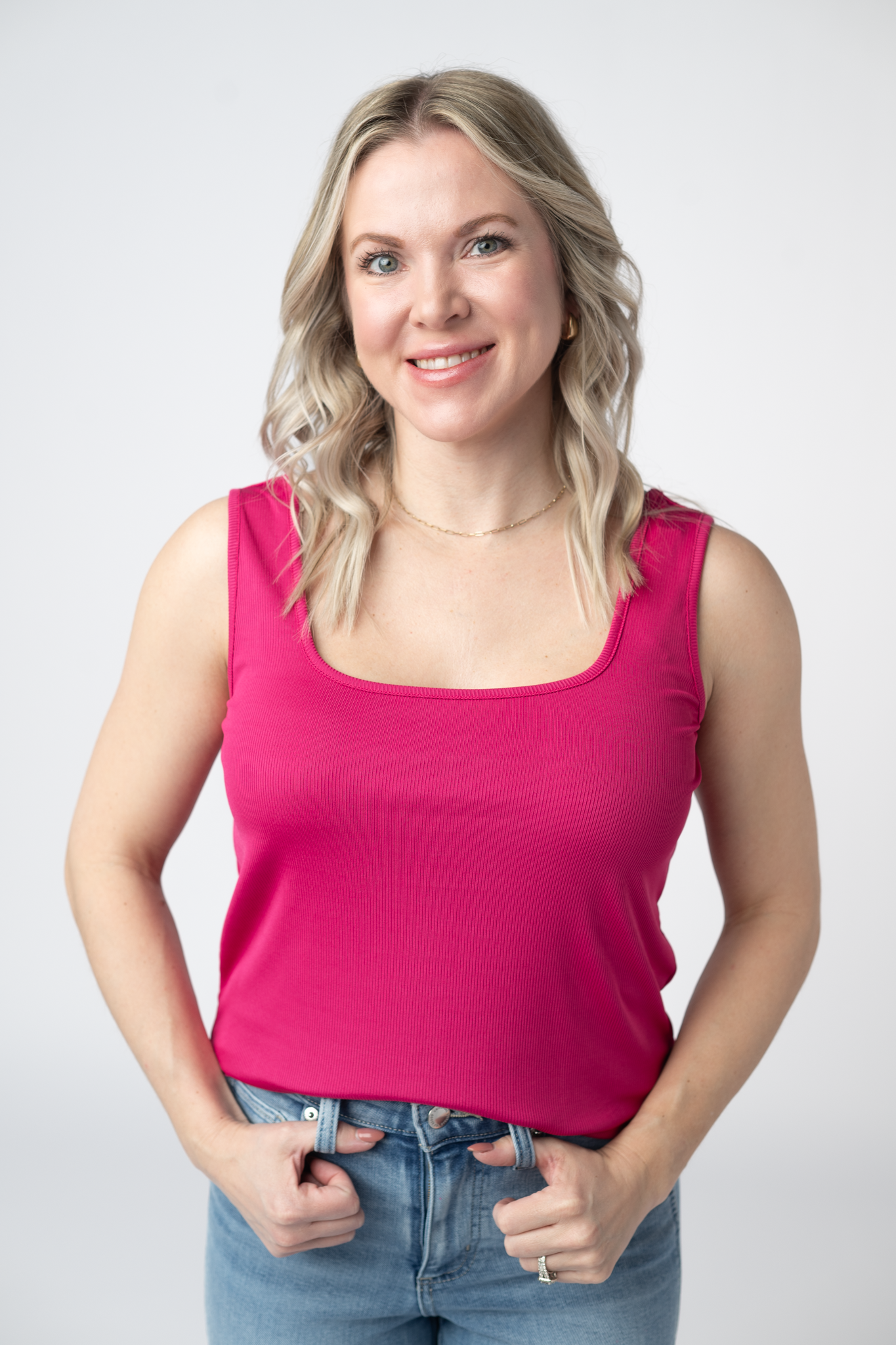 Rachel Ribbed Tank - Hot Pink