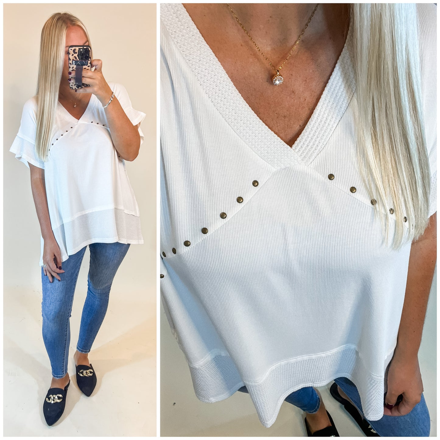 Giving In V Neck Spliced Top
