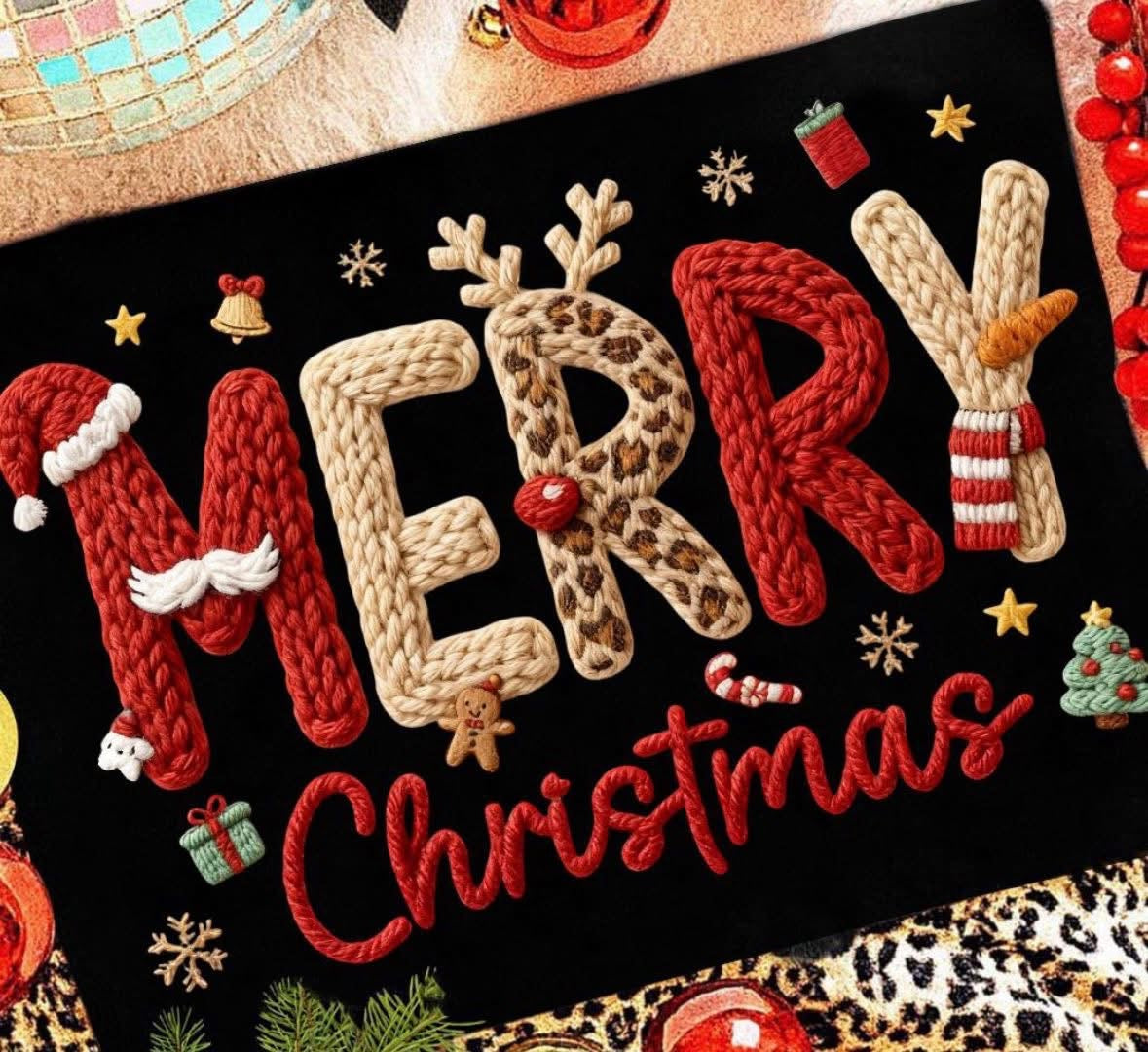 Faux Yarn Merry Sweatshirt Christmas Preorder