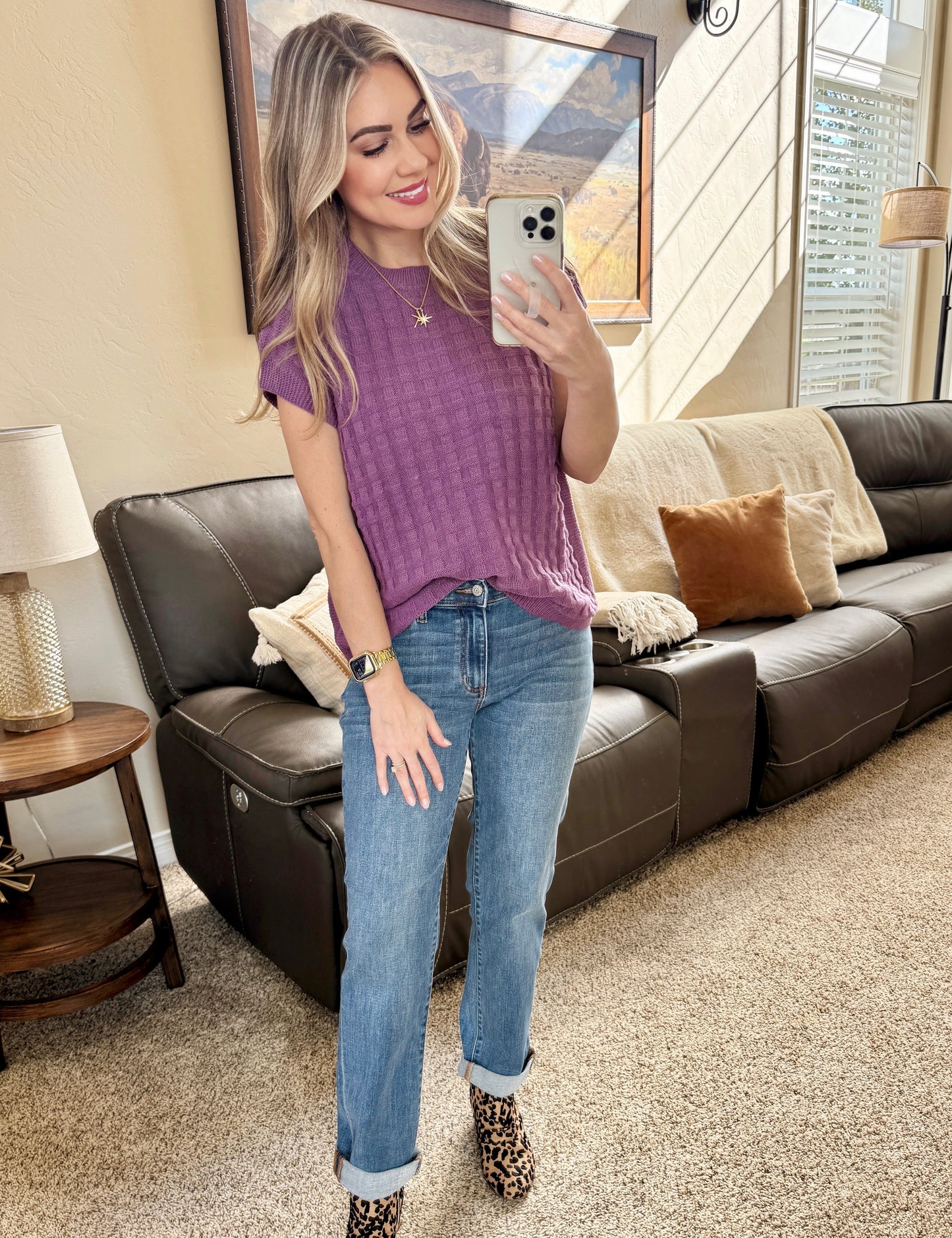 Kelly Knitted Top In Plum
