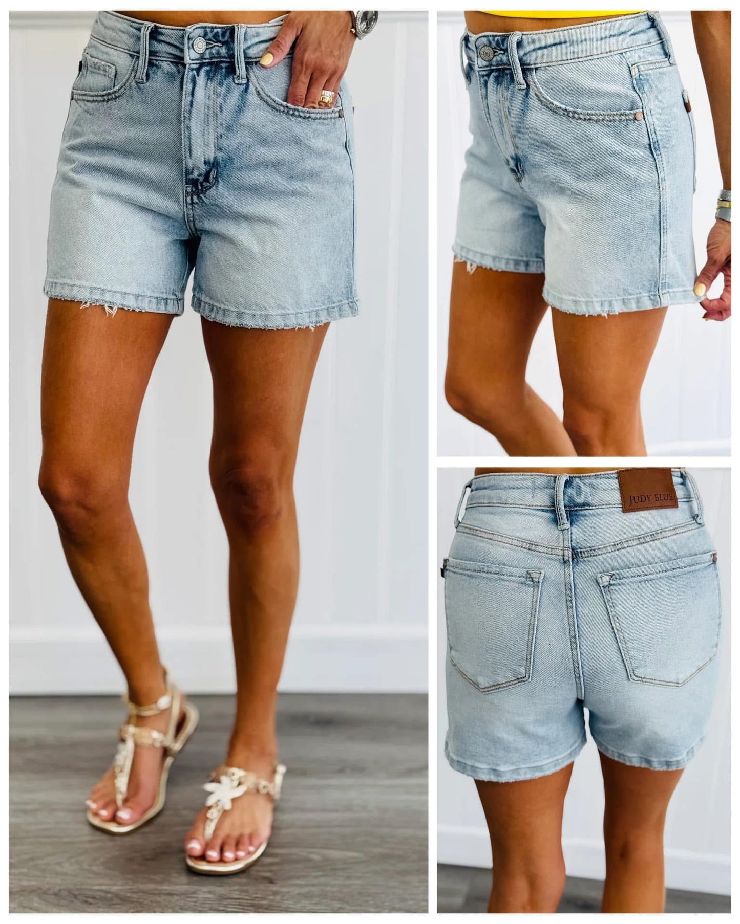Judy Blue Frayed Hem High Rise Denim Shorts