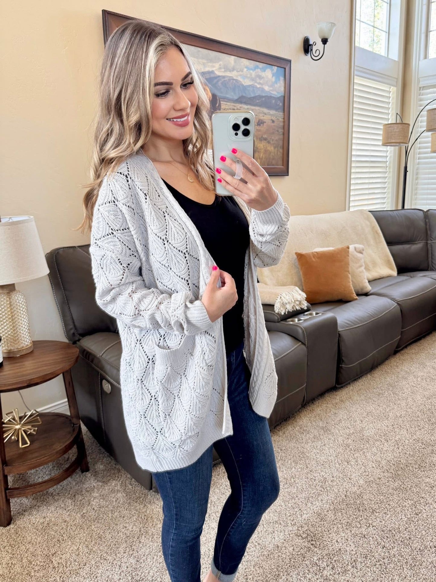 Open Knit Cardigan - Neutral