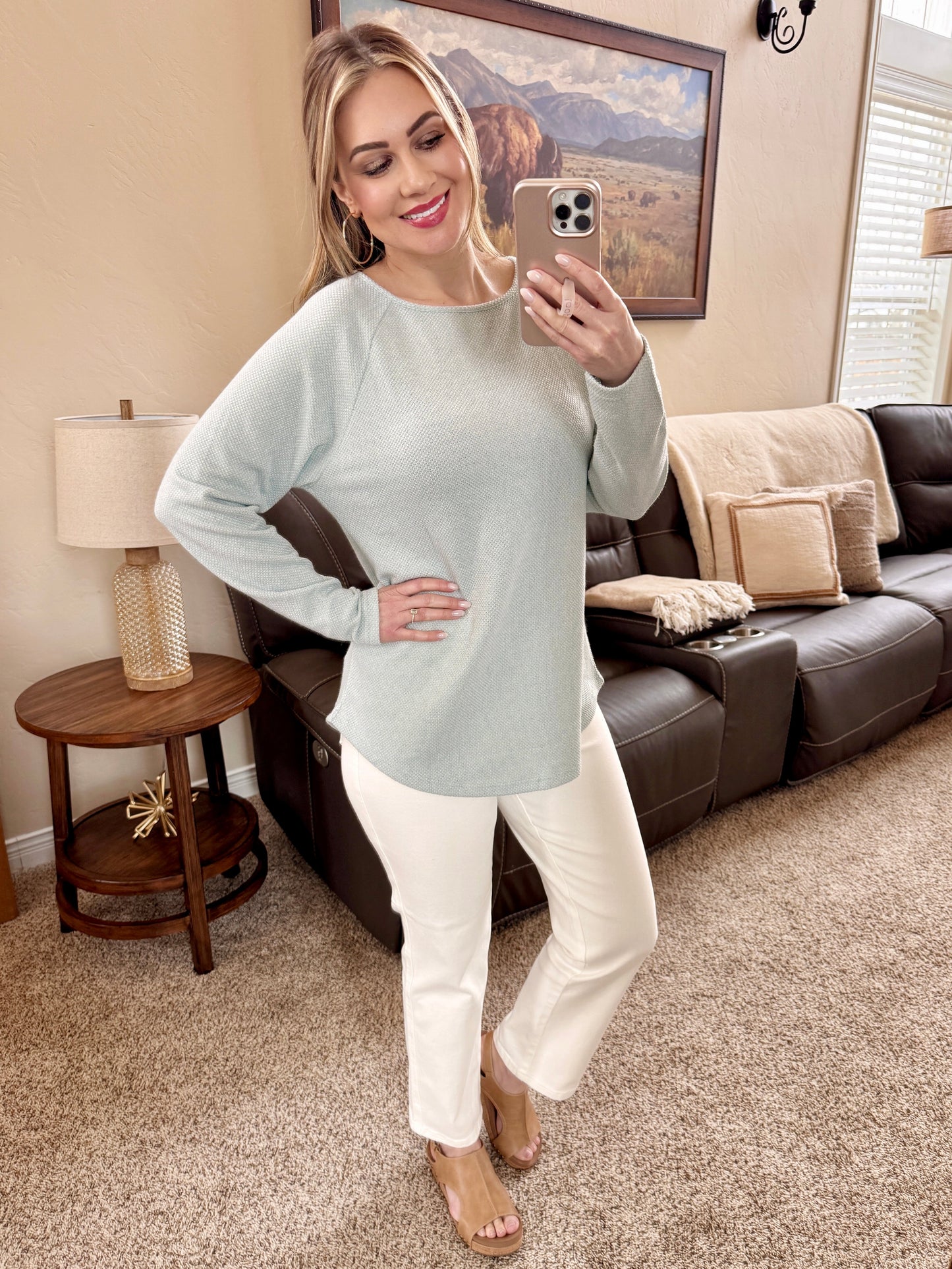 Spring Mint Long Sleeve Top