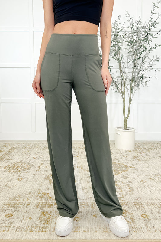 Leg Day Legends Straight Leg Bottoms in Grey Sage, 33” Inseam