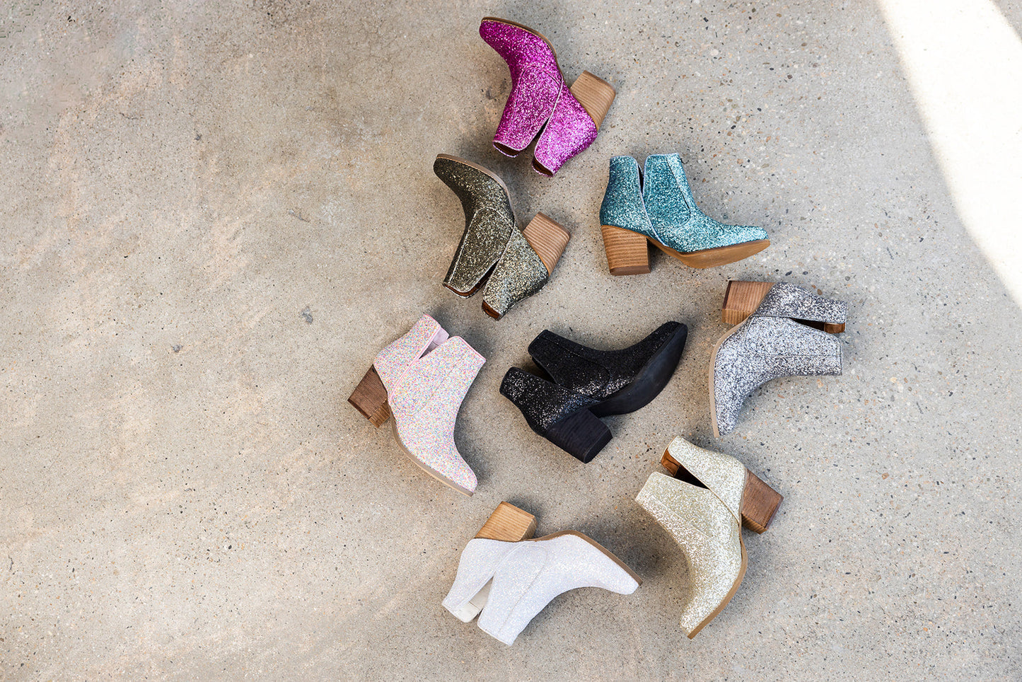 Fiera Booties in White Glitter