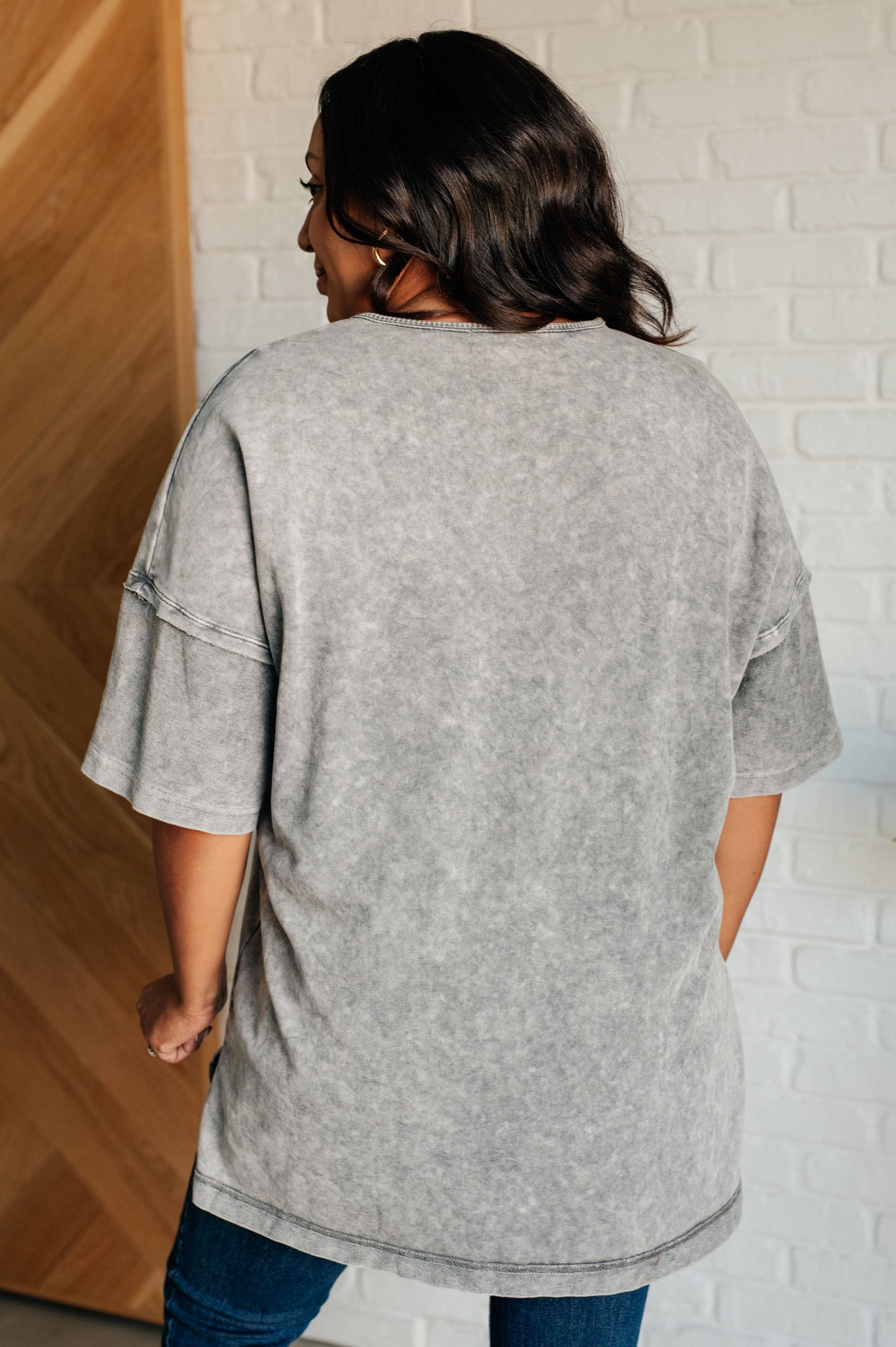 Oversized Mineral Wash Top in Grey