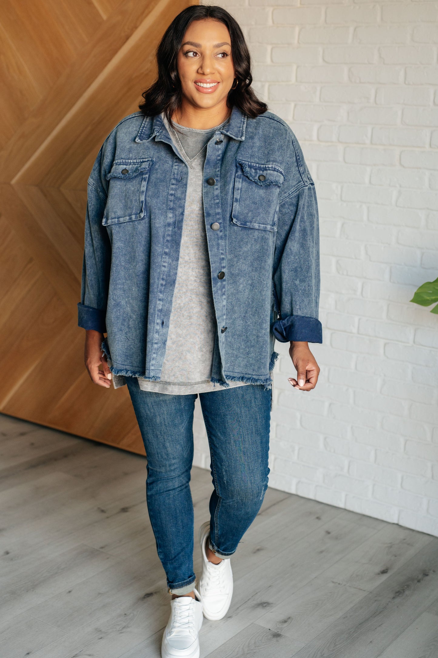 Oversized Mineral Wash Top in Grey
