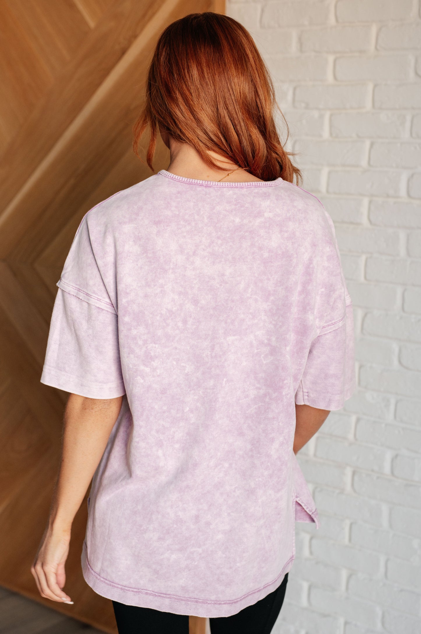 Oversized Mineral Wash Top in Orchid Petal