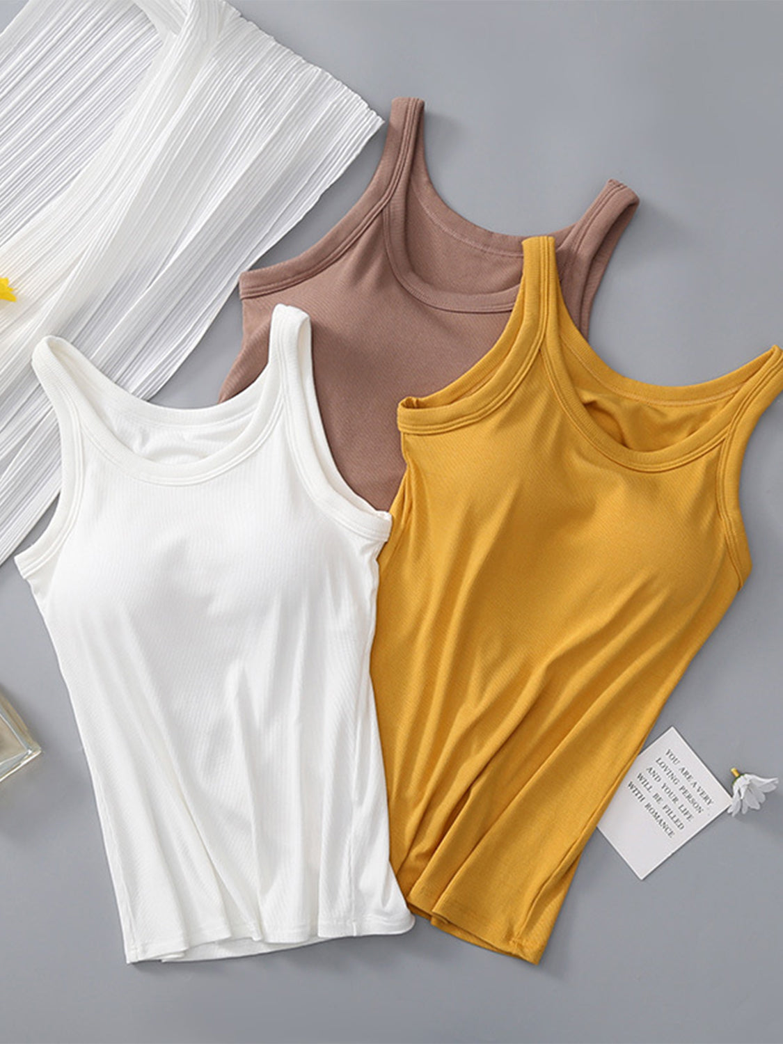 PREORDER: Ribbed Tank with Built-In Bra