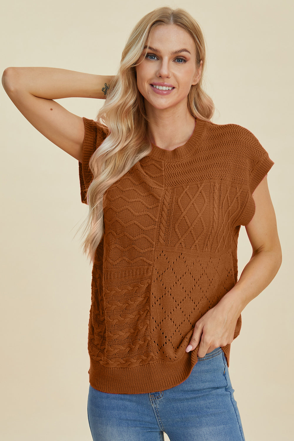 PREORDER: Cable-Knit Cap Sleeve Sweater