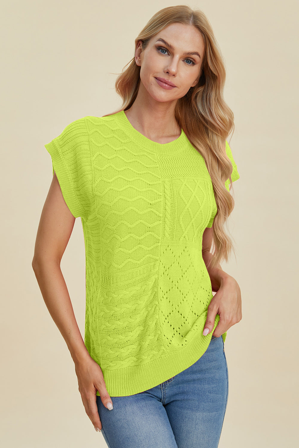 PREORDER: Cable-Knit Cap Sleeve Sweater