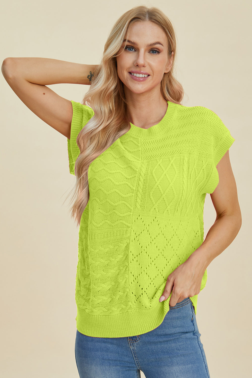 PREORDER: Cable-Knit Cap Sleeve Sweater