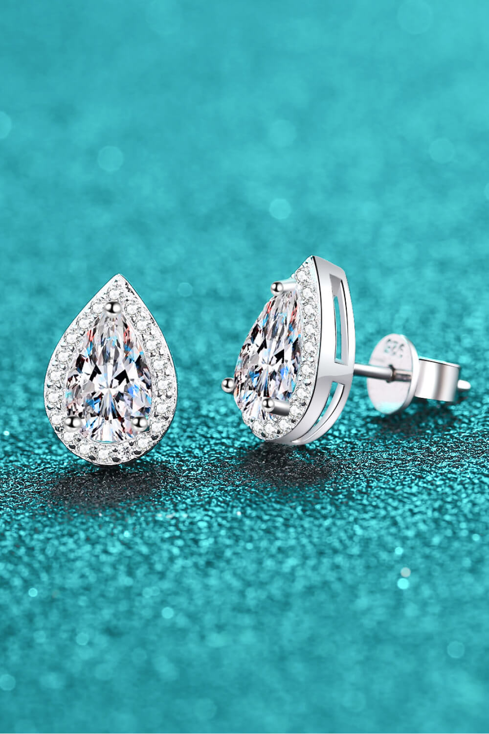 2 Carat Total Moissanite Teardrop Stud Earrings Preorder