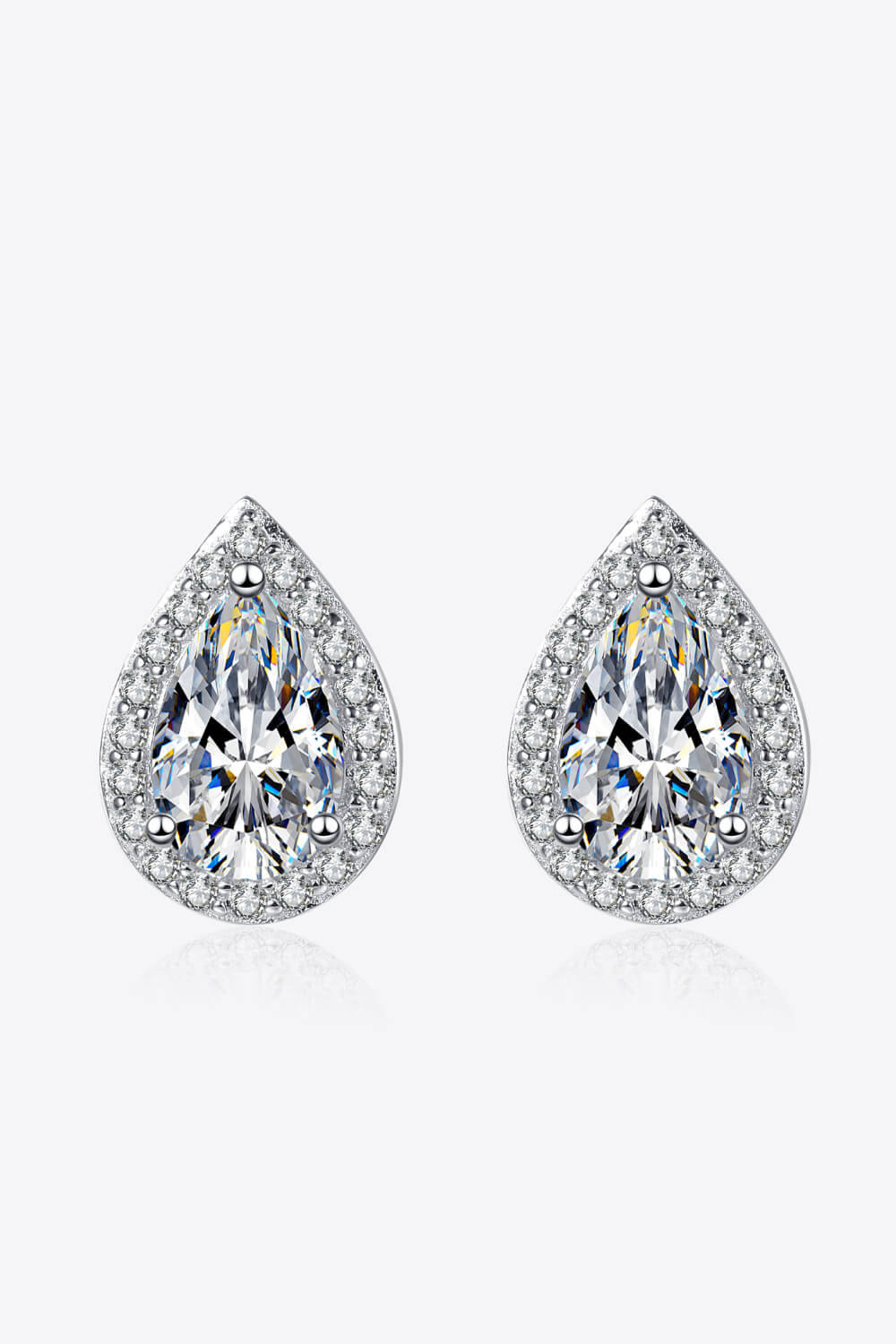 2 Carat Total Moissanite Teardrop Stud Earrings Preorder