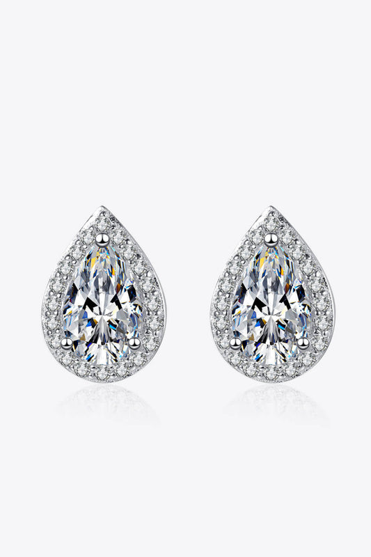 2 Carat Total Moissanite Teardrop Stud Earrings Preorder