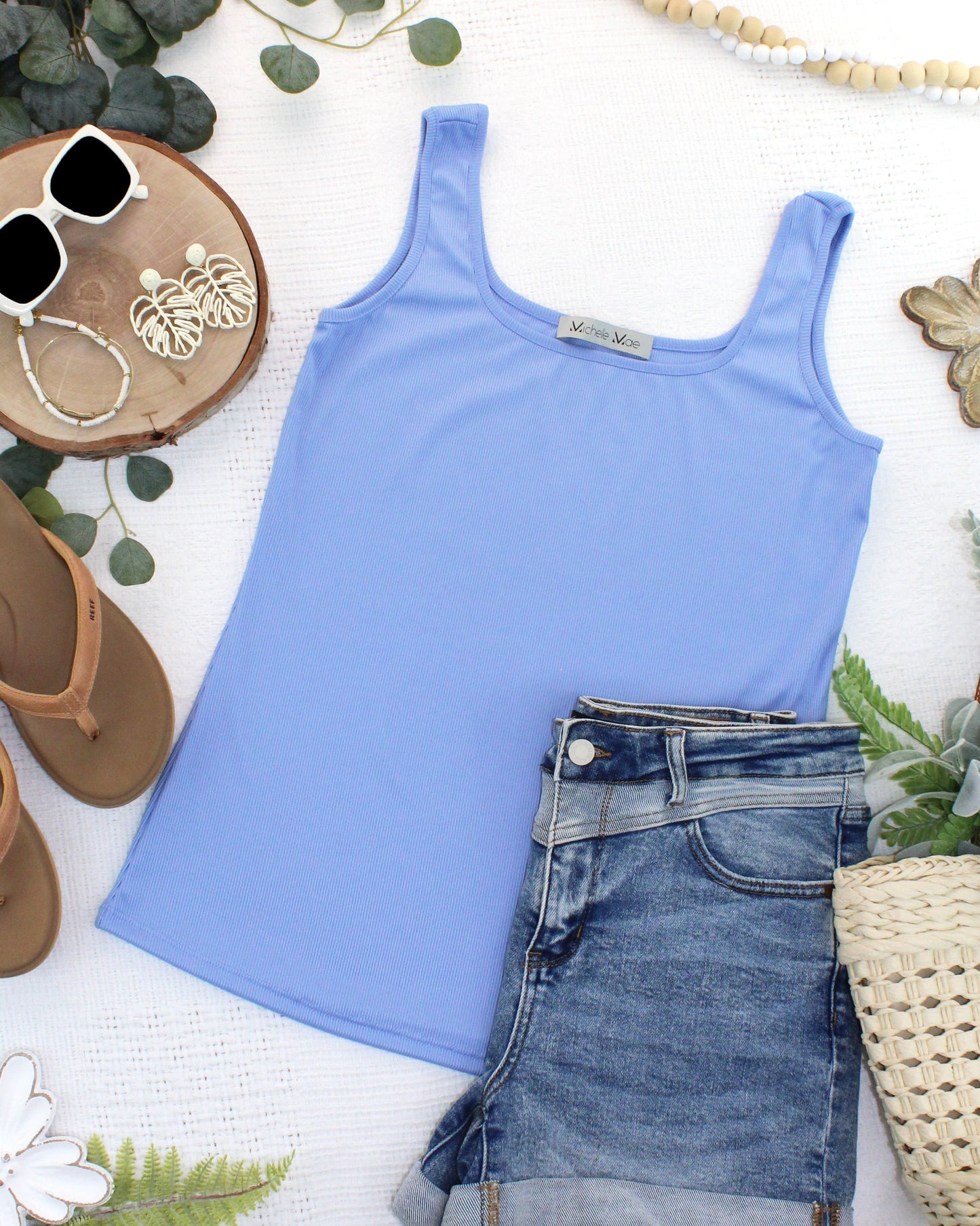 Rachel Ribbed Tank - Sky Blue