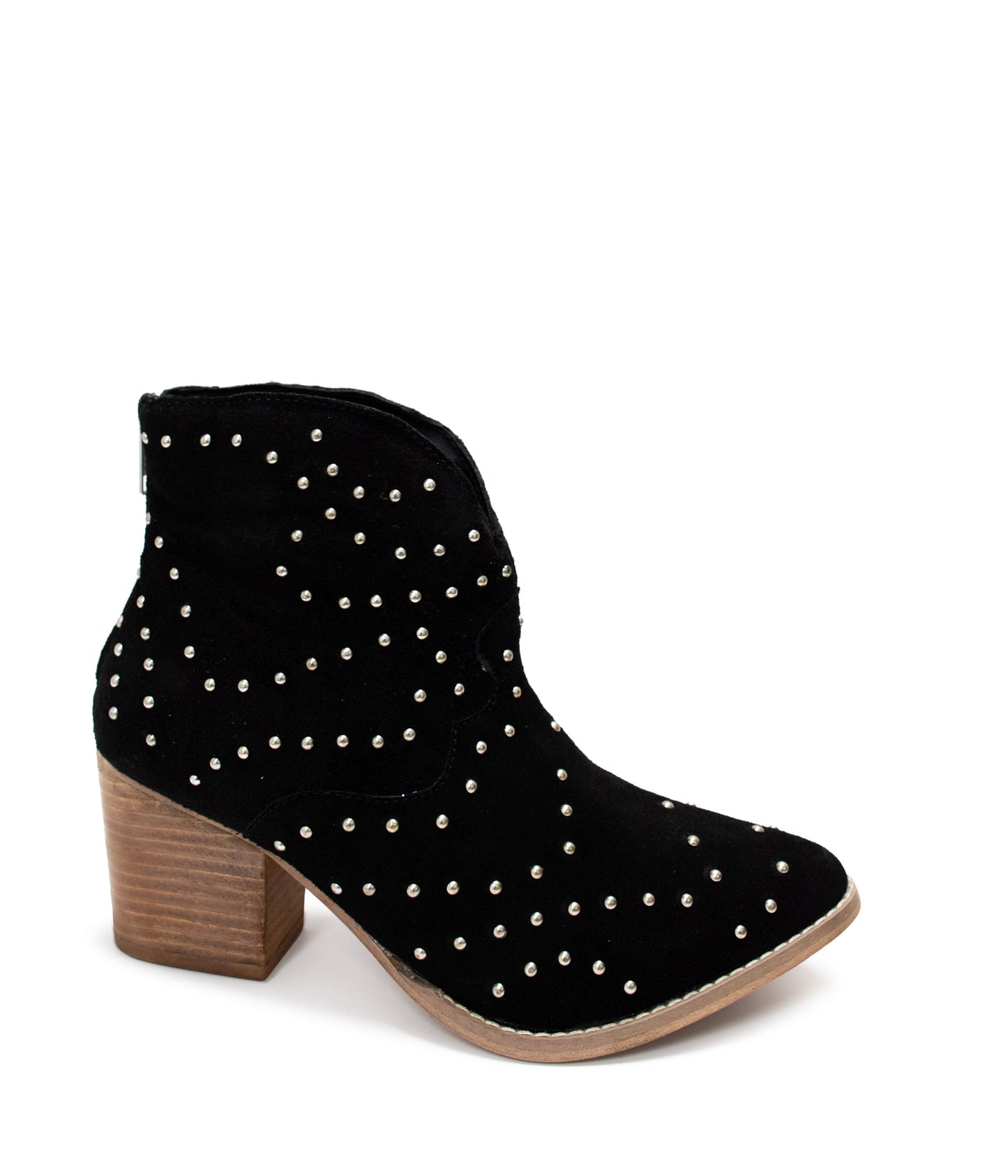 Studded Heeled Ankle Boot in Black