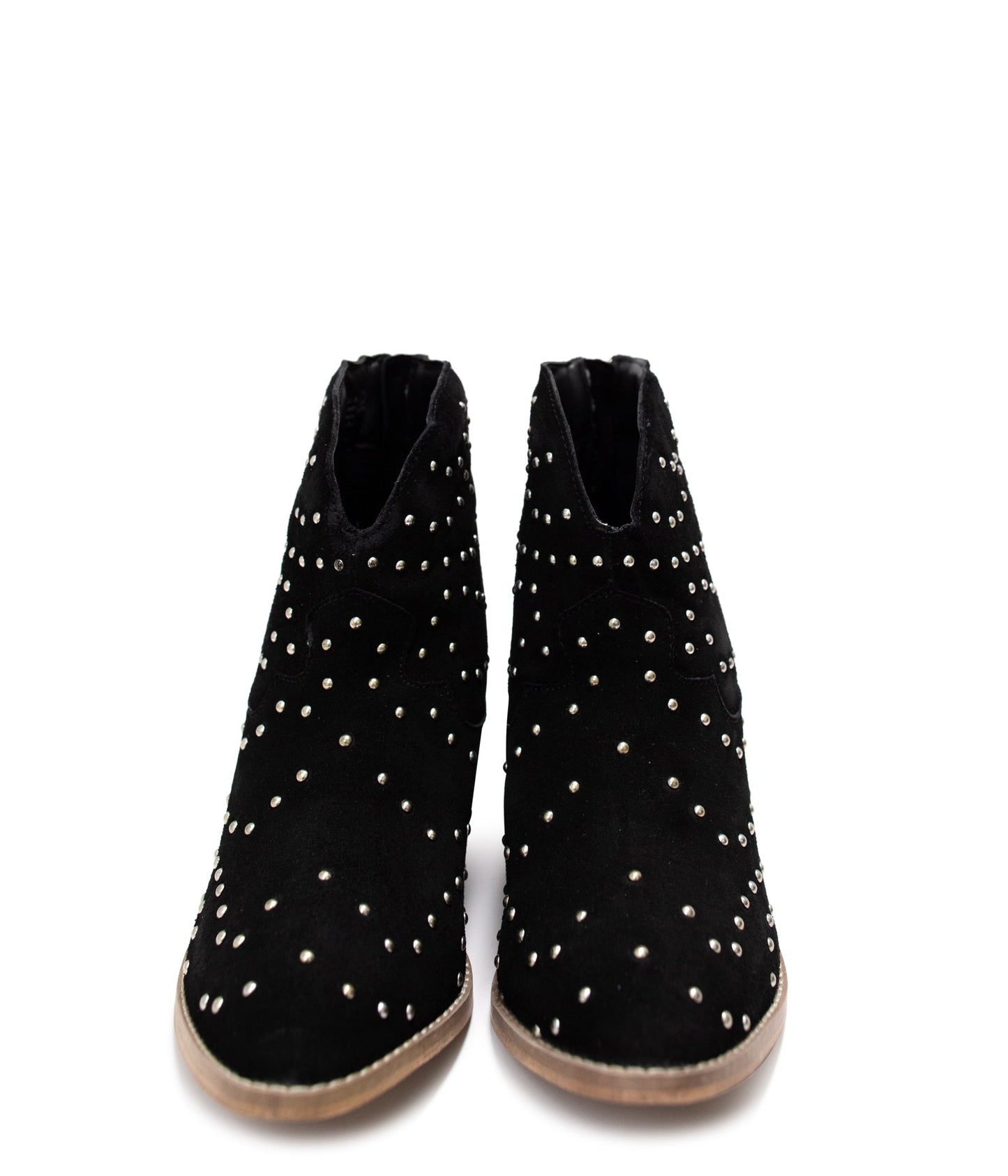 Studded Heeled Ankle Boot in Black