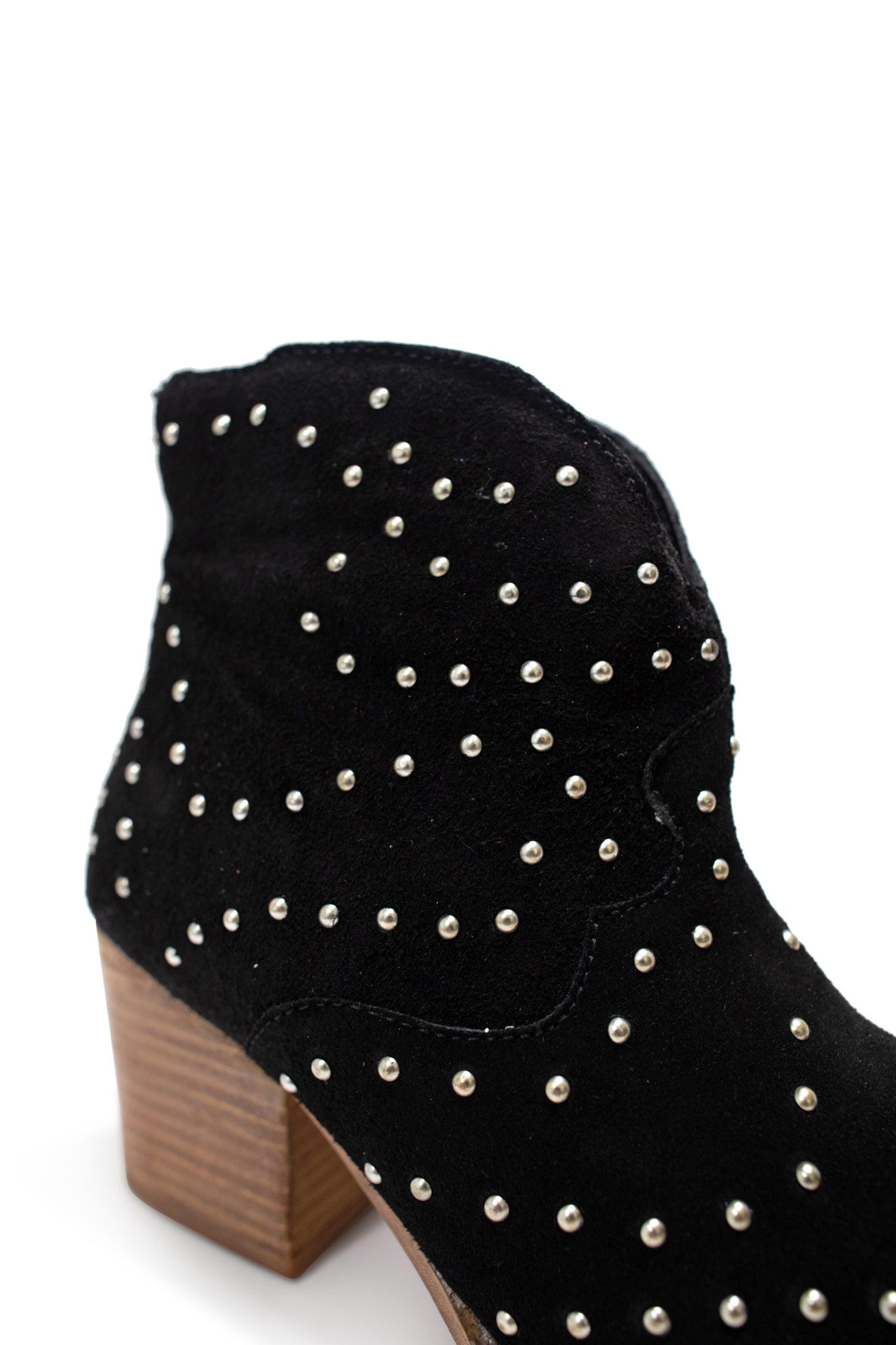 Studded Heeled Ankle Boot in Black