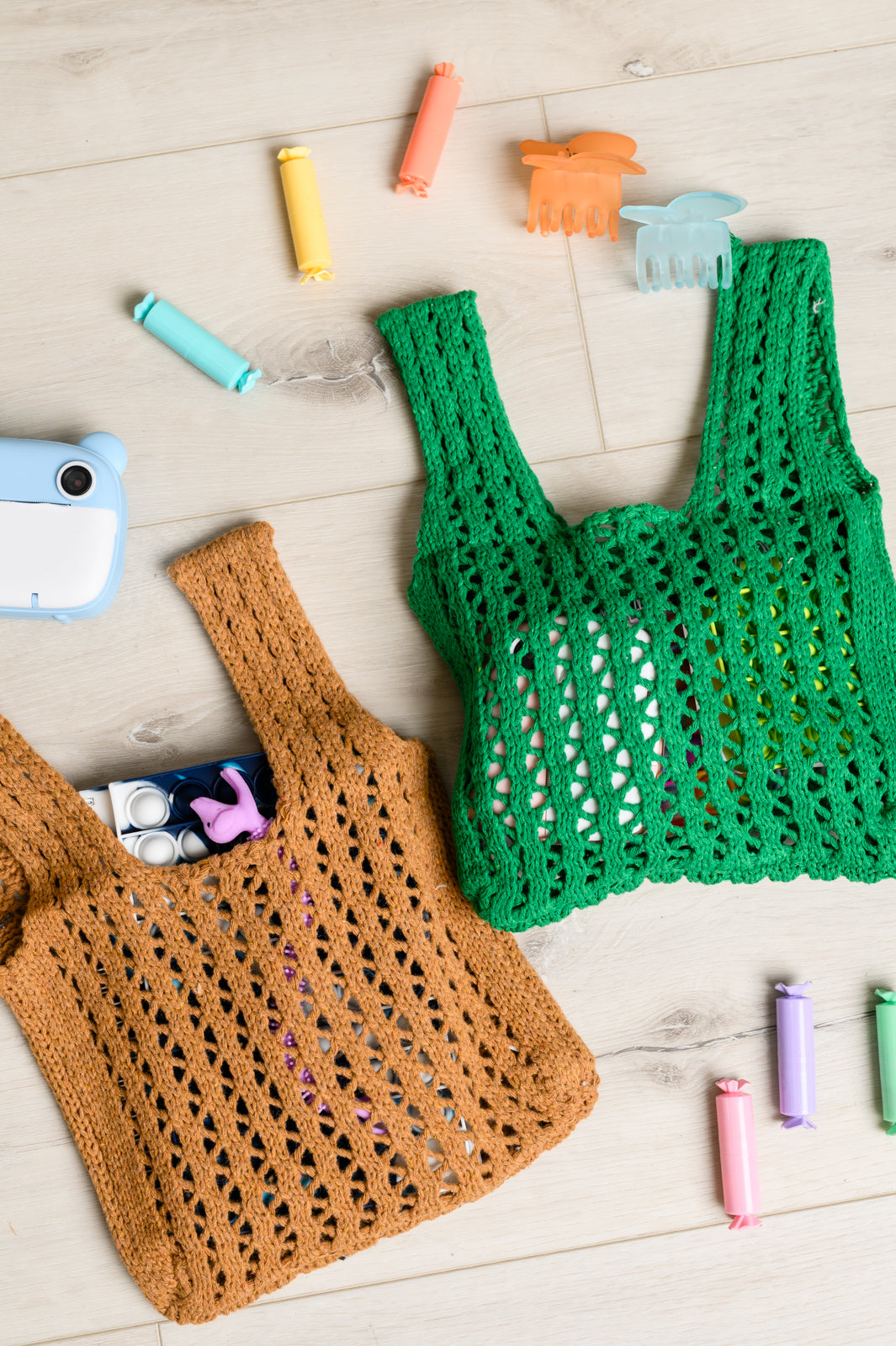 Girls Day Open Weave Mini Bag in Green