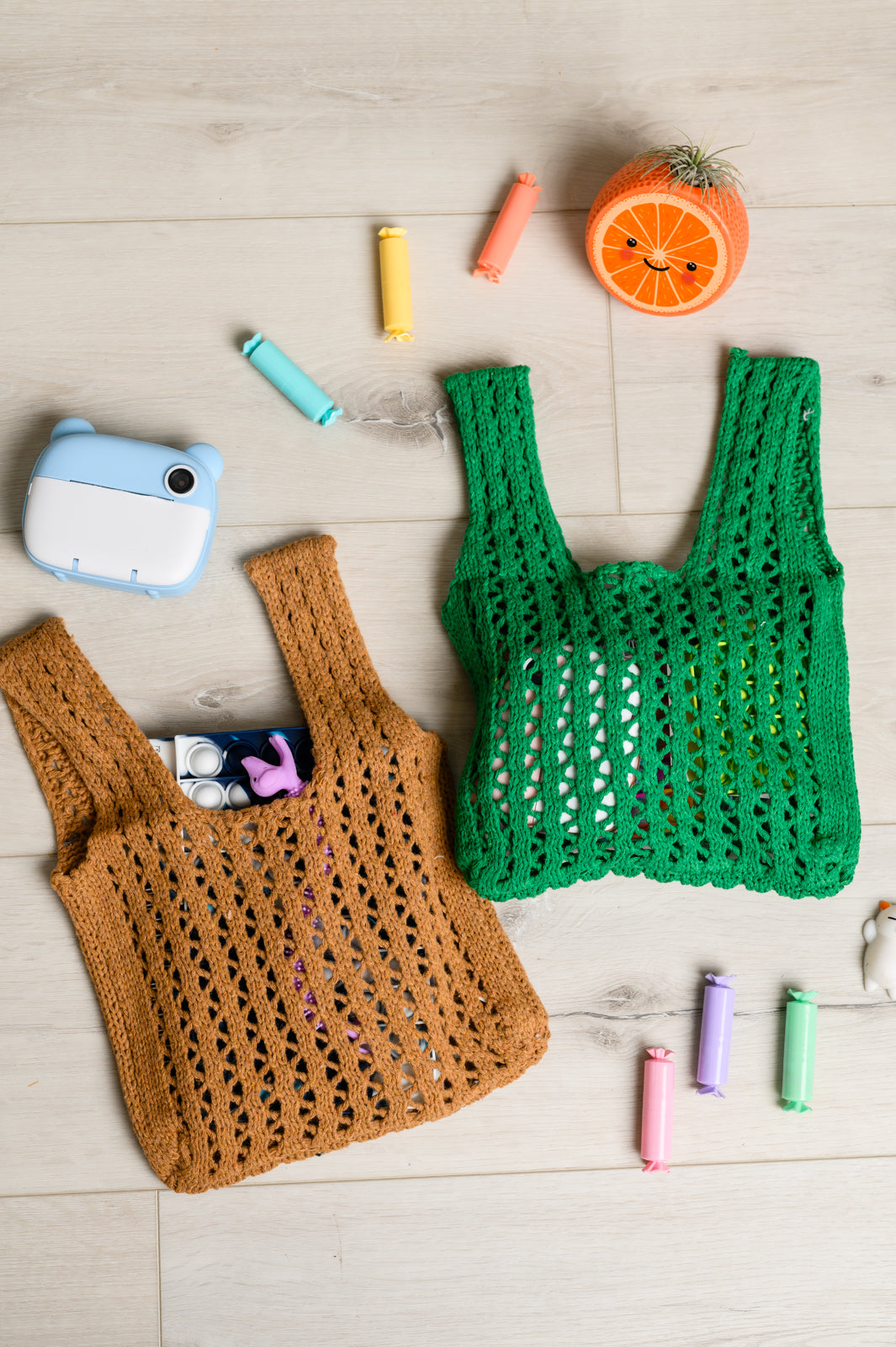 Girls Day Open Weave Mini Bag in Green