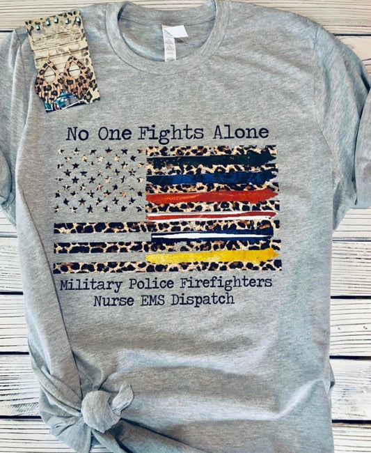 No one fights alone preorder, tee & sweatshirt, adult & youth-GRAY